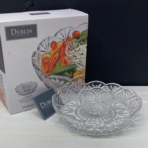Godinger Dublin Collection Crystal Chip and Dip Two Piece Server